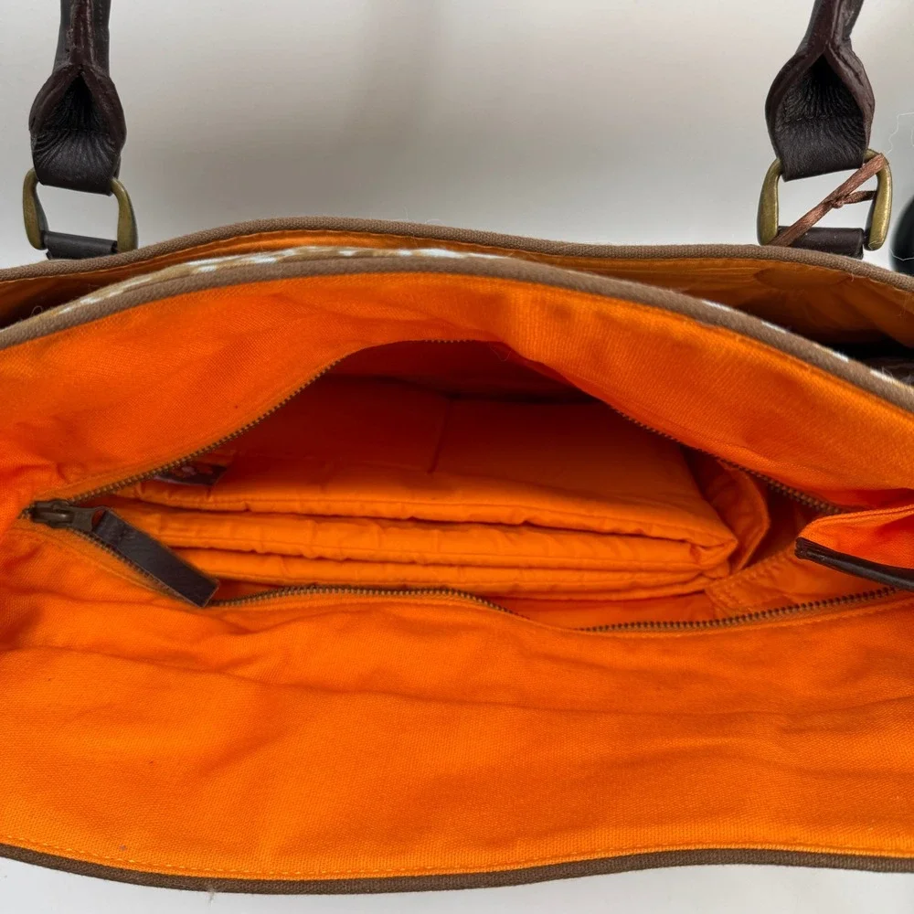 NWT Ergobaby EMC Diaper Bag Rare Togo Print OS Boho Canvas Leather Indie‎ Tribal